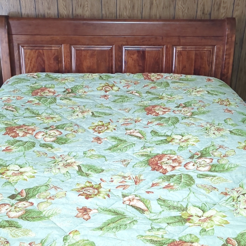 Waverly Opal Spring Queen Heavy 100% Cotton Floral Butterfly Cottage Comforter